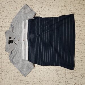 Hugo Boss 1/4 Button Down Embroidered Logo Striped Casual Dress Polo Shirt